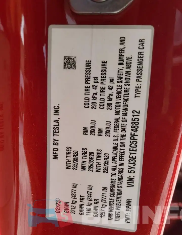 5YJ3E1EC5PF488512 Photo# 12