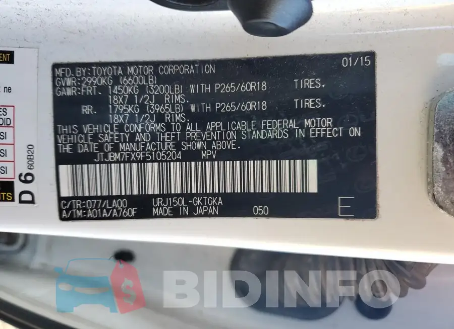 JTJBM7FX9F5105204 Photo# 13