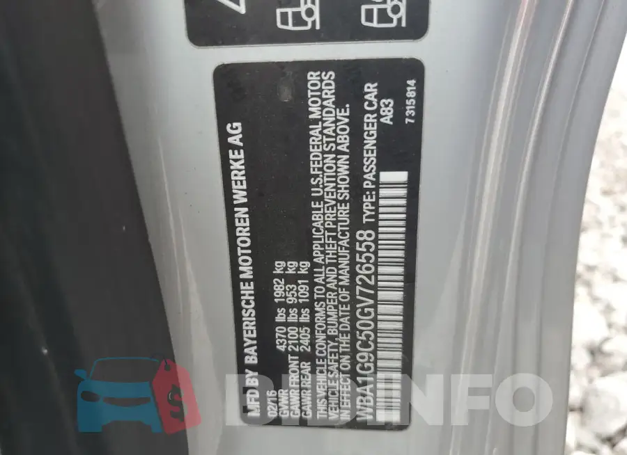 WBA1G9C50GV726558 Photo# 12