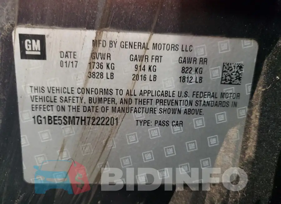 1G1BE5SM7H7222201 Photo# 12