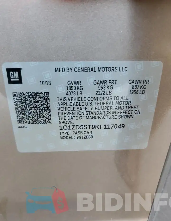 1G1ZD5ST9KF117049 Photo# 12