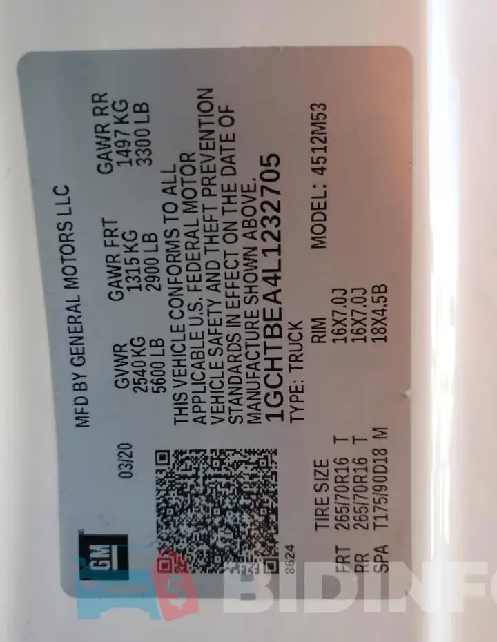 1GCHTBEA4L1232705 Photo# 12