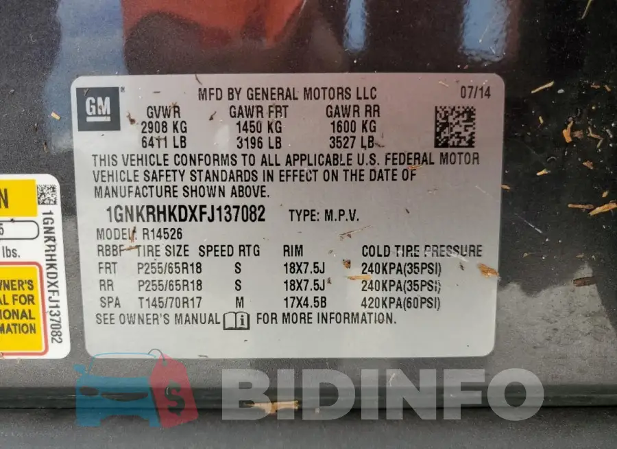 1GNKRHKDXFJ137082 Photo# 14