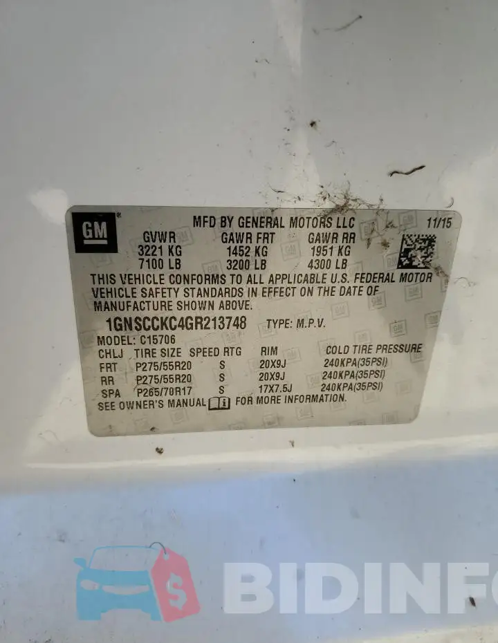 1GNSCCKC4GR213748 Photo# 13