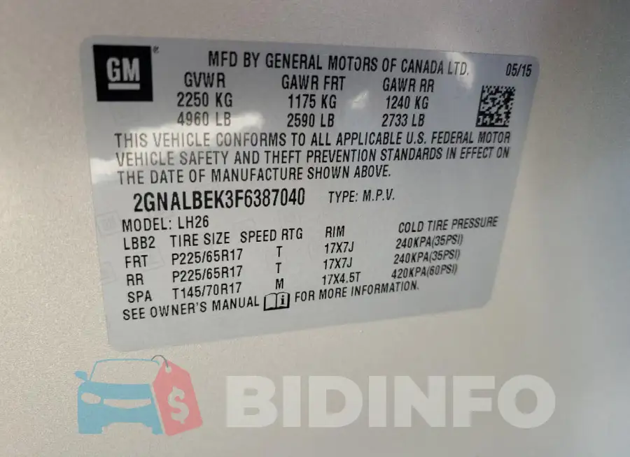 2GNALBEK3F6387040 Photo# 13