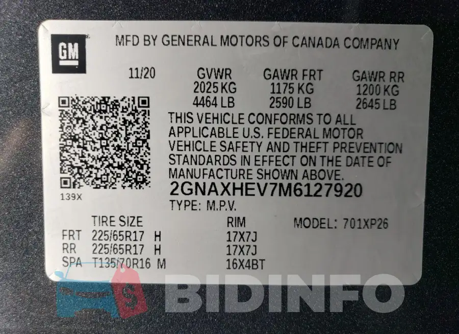 2GNAXHEV7M6127920 Photo# 13