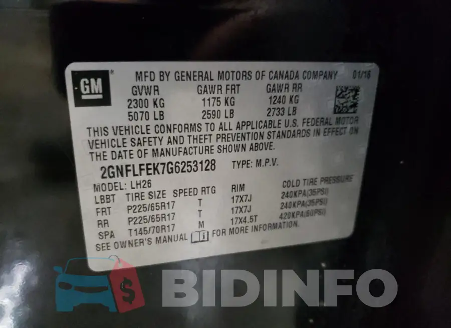 2GNFLFEK7G6253128 Photo# 13