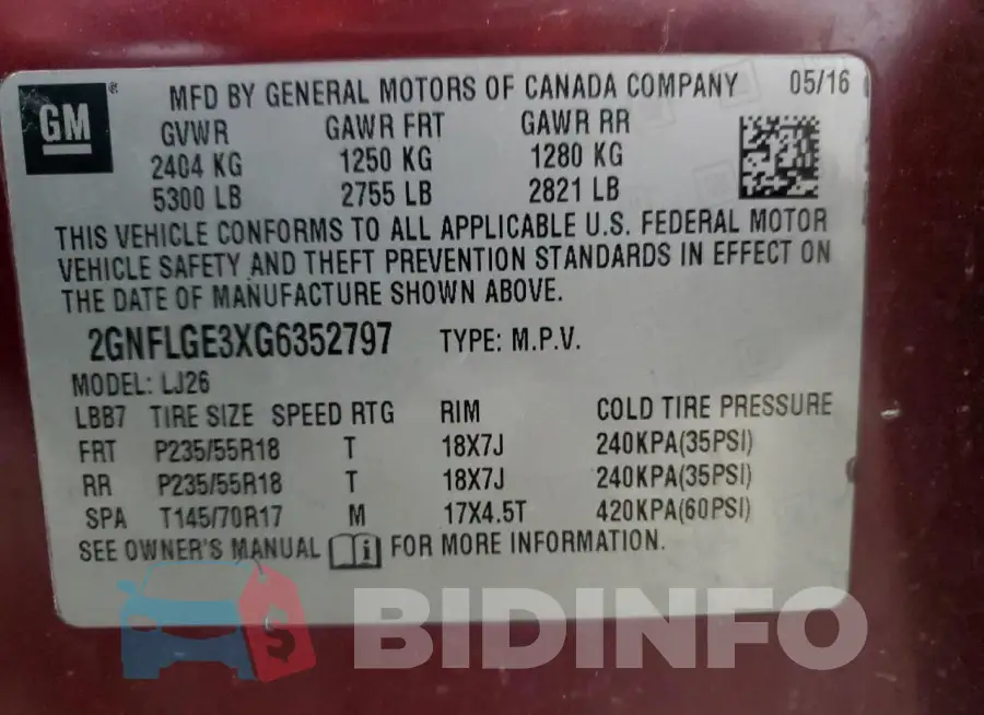 2GNFLGE3XG6352797 Photo# 14