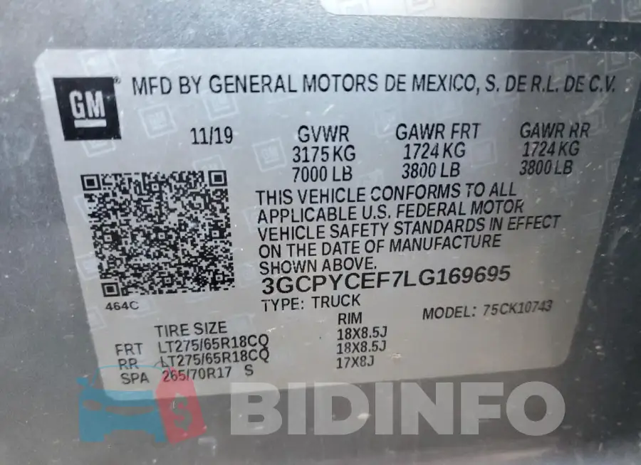 3GCPYCEF7LG169695 Photo# 12