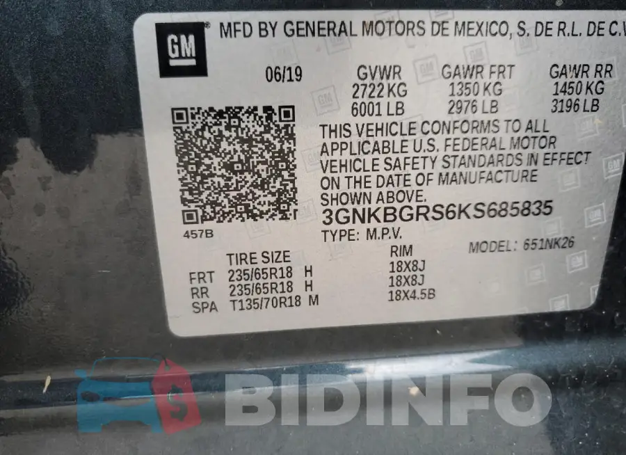 3GNKBGRS6KS685835 Photo# 13