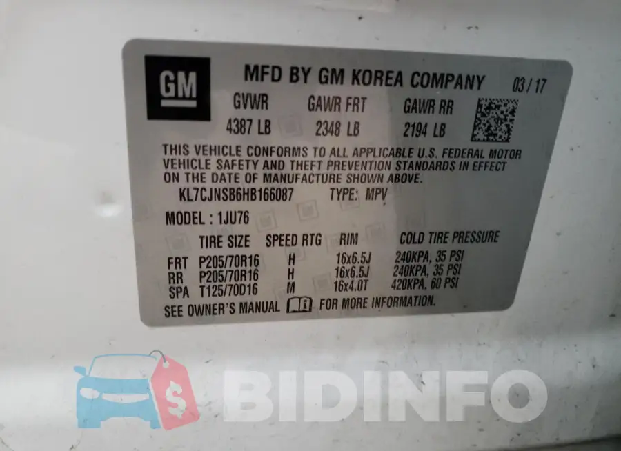 KL7CJNSB6HB166087 Photo# 13