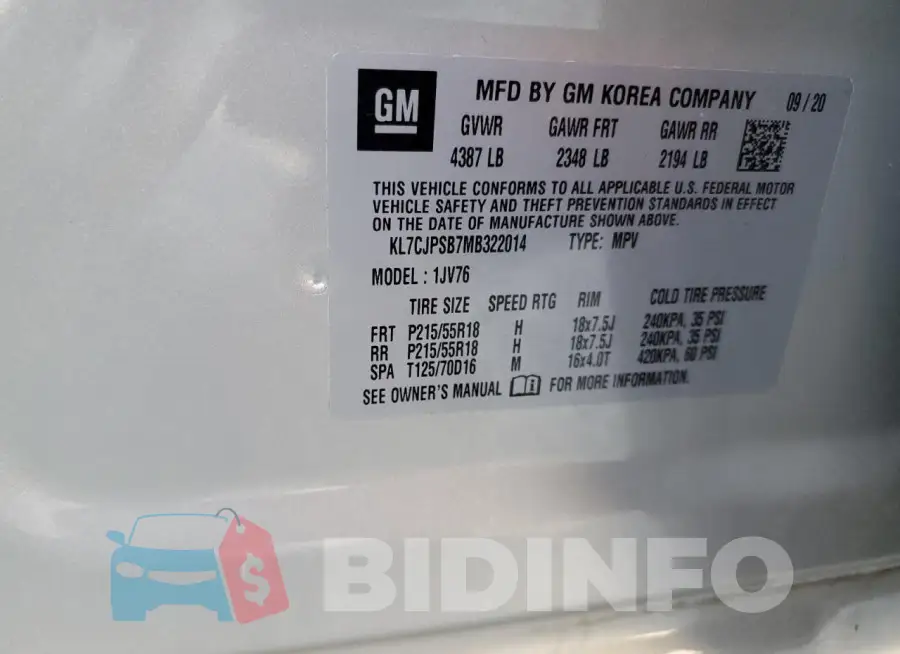 KL7CJPSB7MB322014 Photo# 13