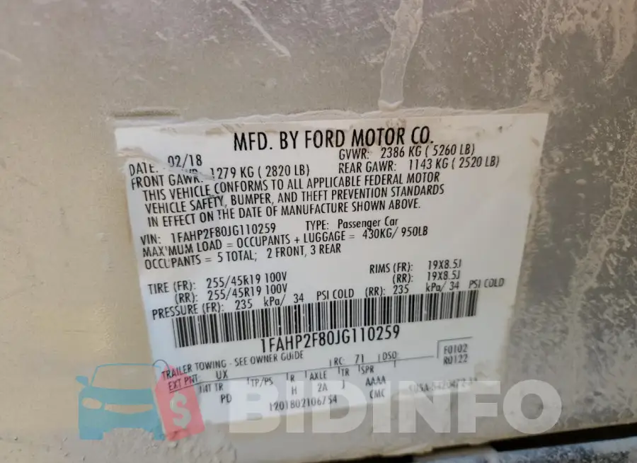 1FAHP2F80JG110259 Photo# 12