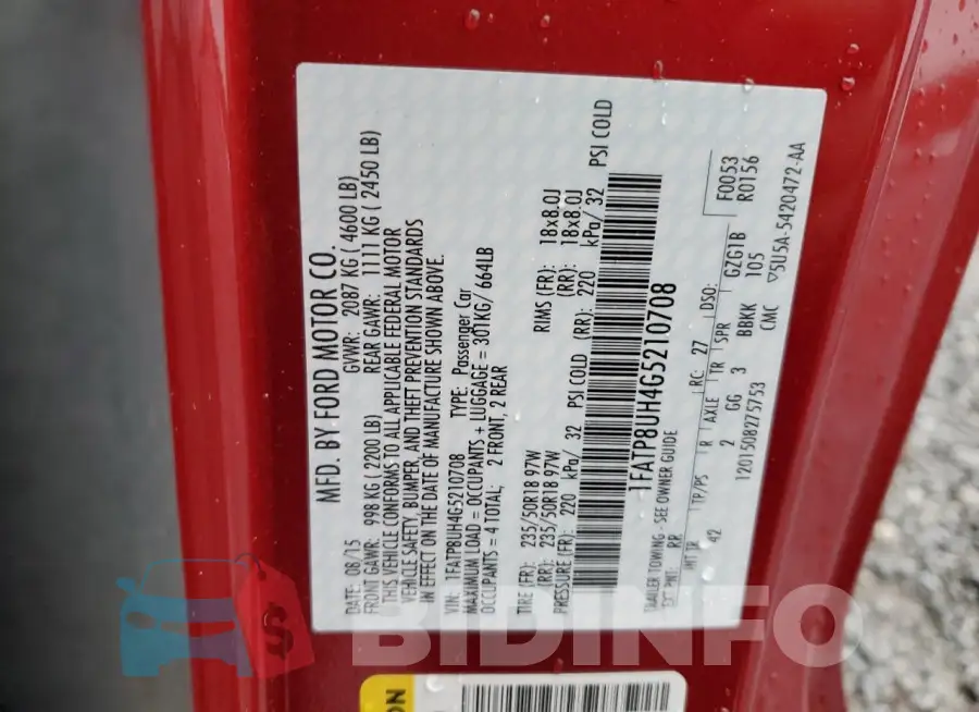 1FATP8UH4G5210708 Photo# 12