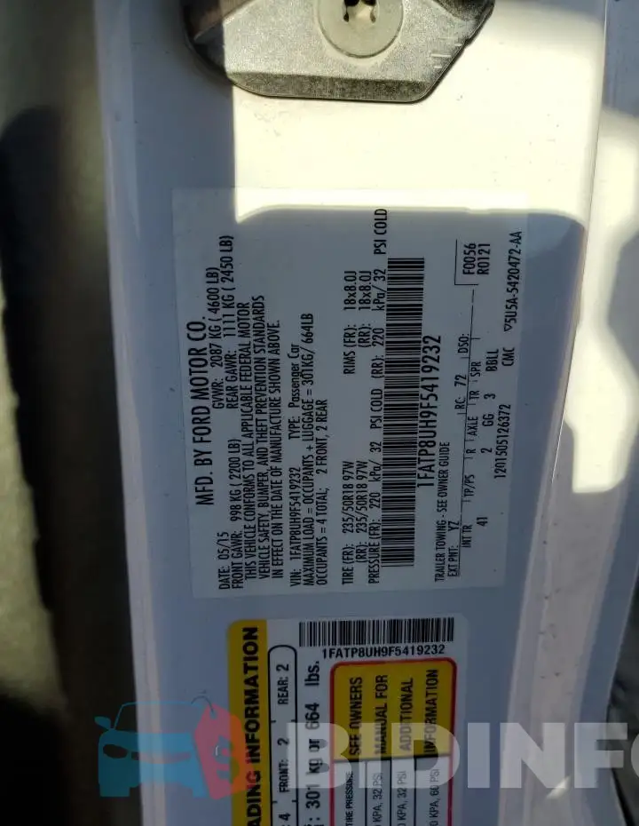 1FATP8UH9F5419232 Photo# 12