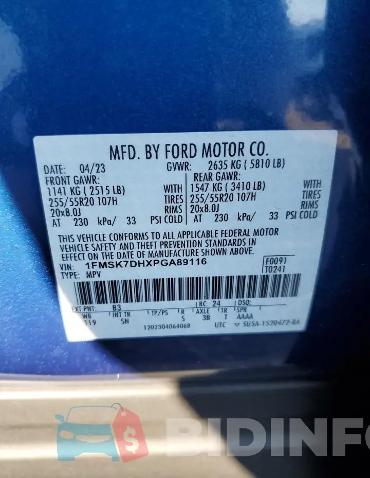 1FMSK7DHXPGA89116 Photo# 14