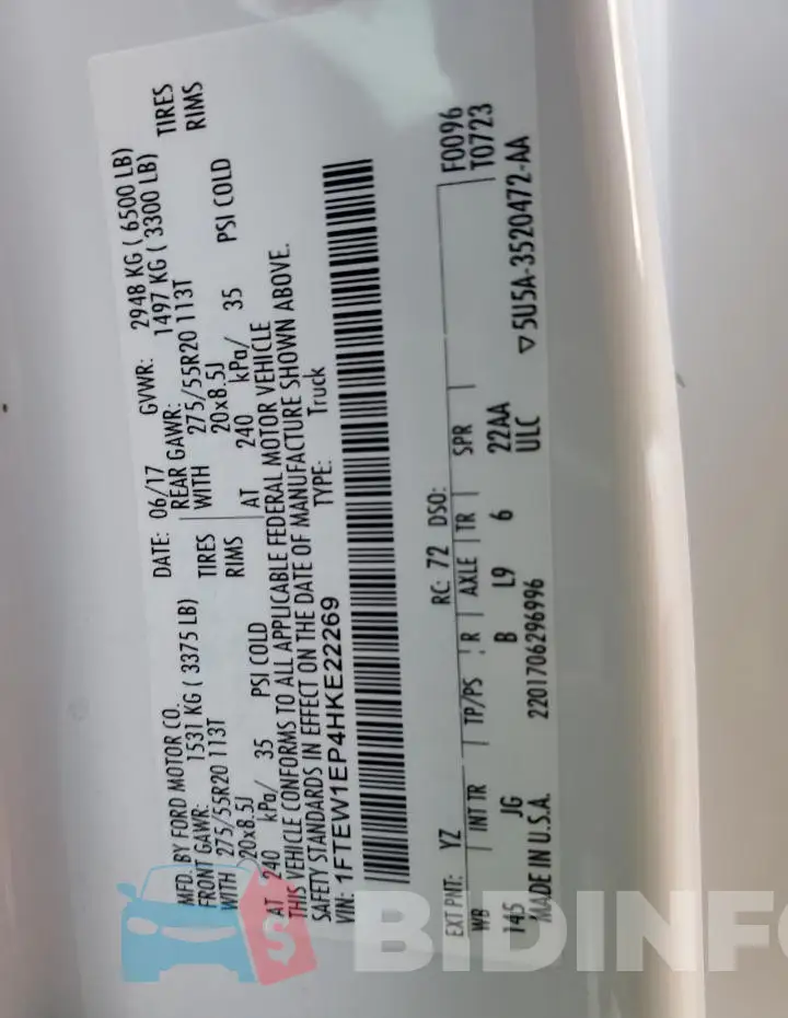 1FTEW1EP4HKE22269 Photo# 12