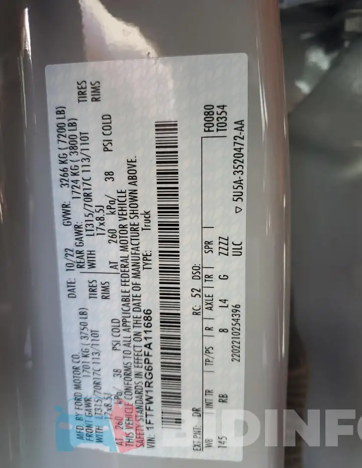 1FTFW1RG6PFA11686 Photo# 12