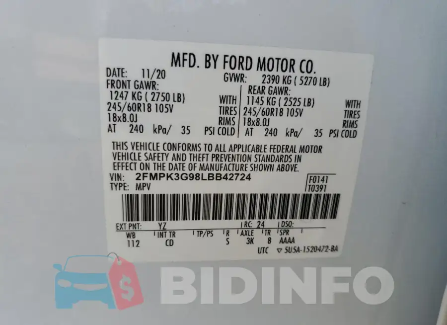2FMPK3G98LBB42724 Photo# 13