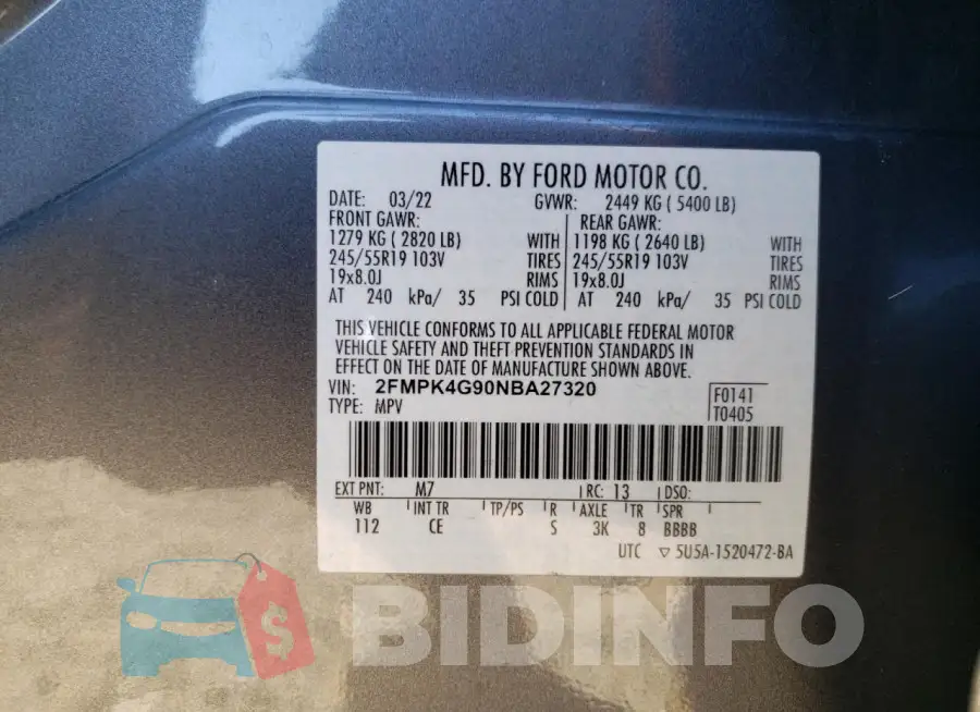 2FMPK4G90NBA27320 Photo# 13