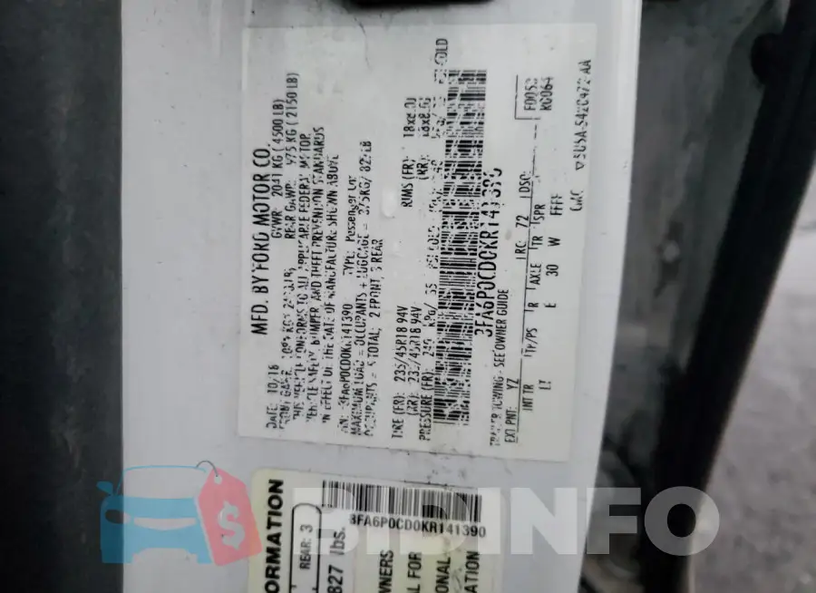3FA6P0CD0KR141390 Photo# 13