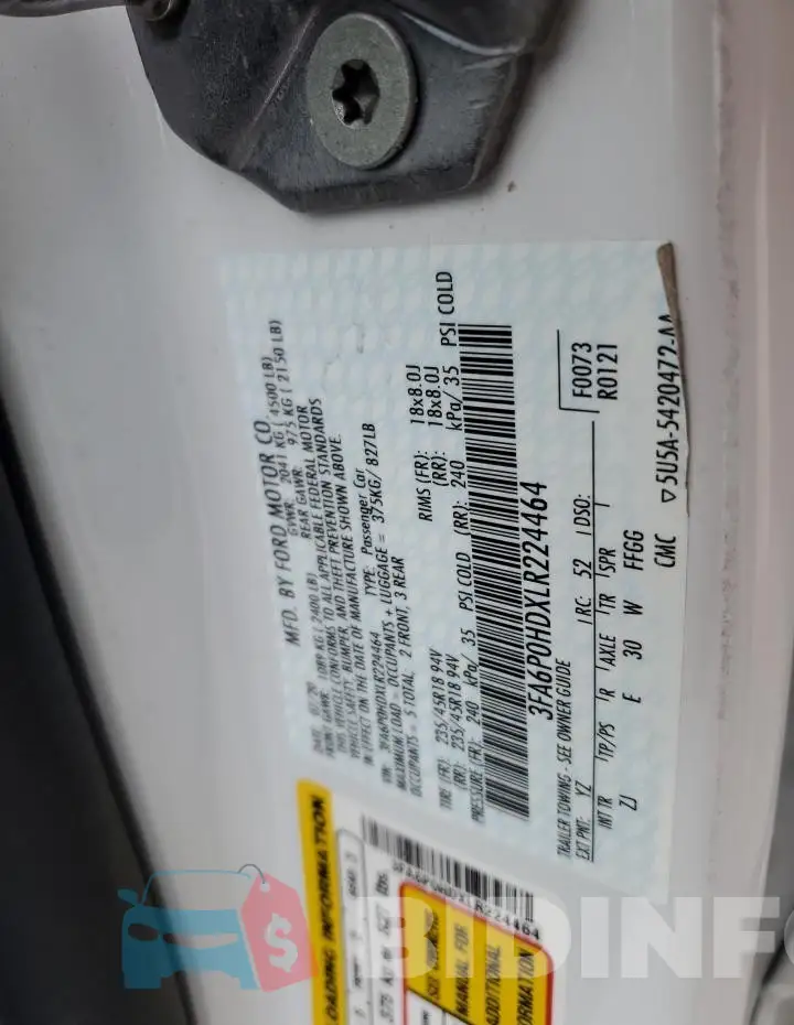 3FA6P0HDXLR224464 Photo# 12
