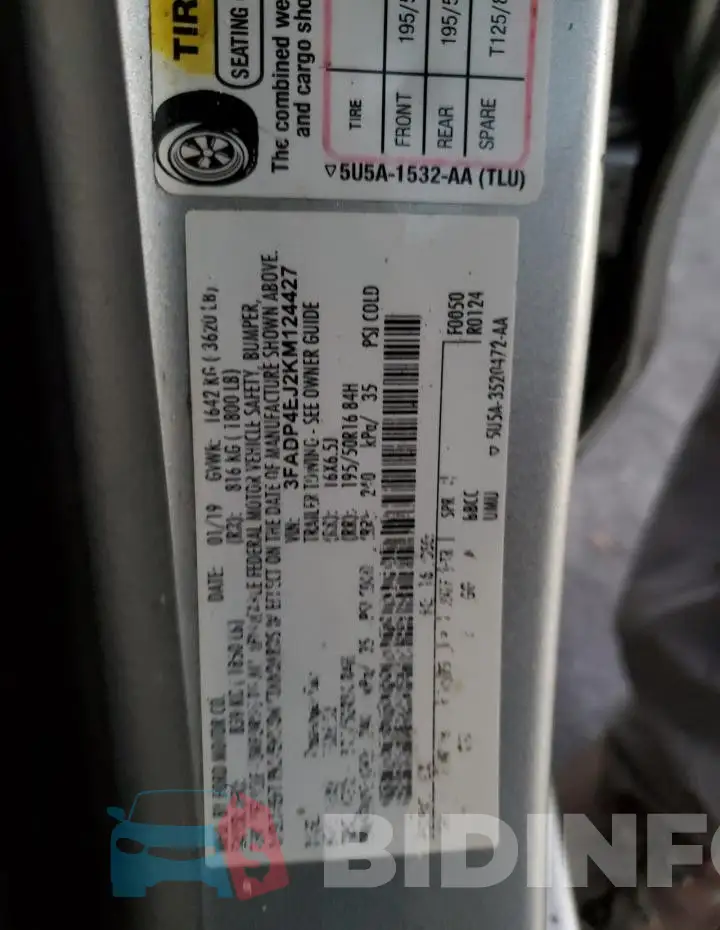3FADP4EJ2KM124427 Photo# 12