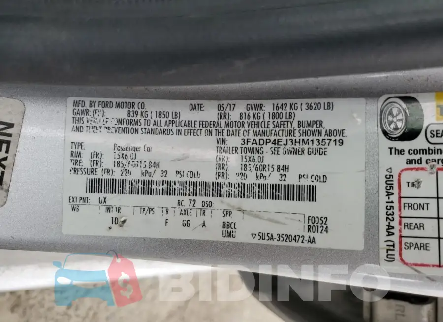 3FADP4EJ3HM135719 Photo# 12