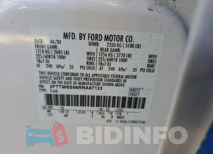 3FTTW8S98RRA87133 Photo# 12