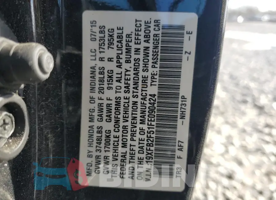 19XFB2F51FE090424 Photo# 12