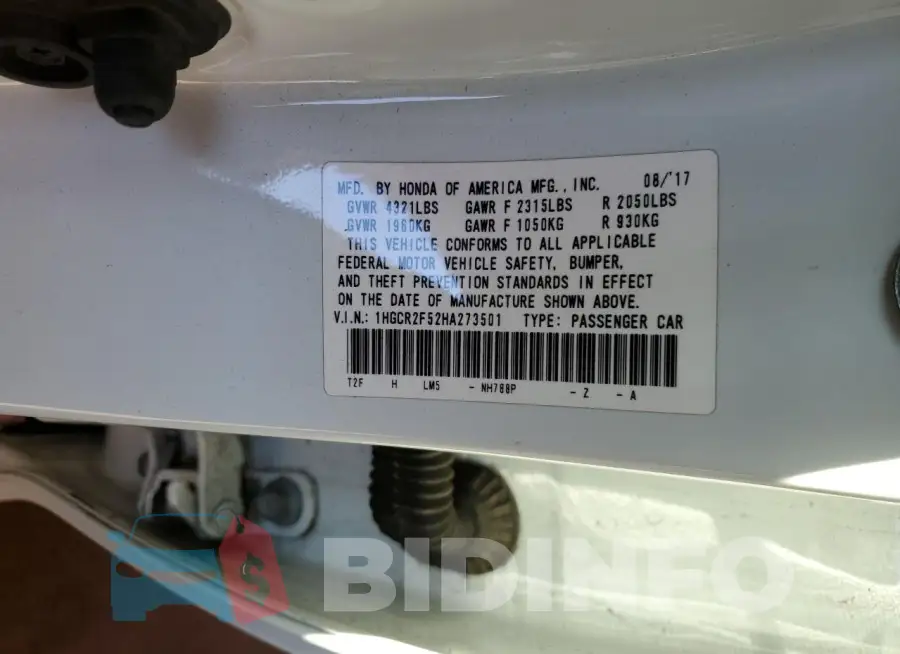 1HGCR2F52HA273501 Photo# 12