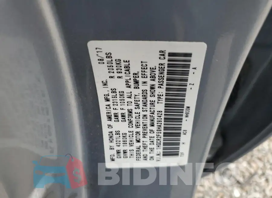 1HGCR2F59HA280428 Photo# 12