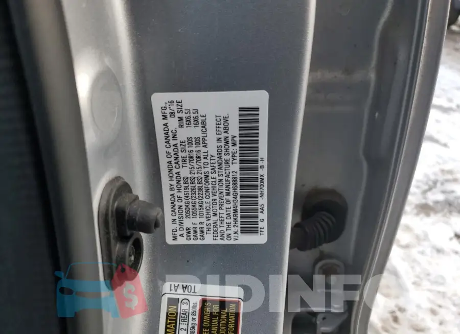 2HKRM4H34GH688812 Photo# 13