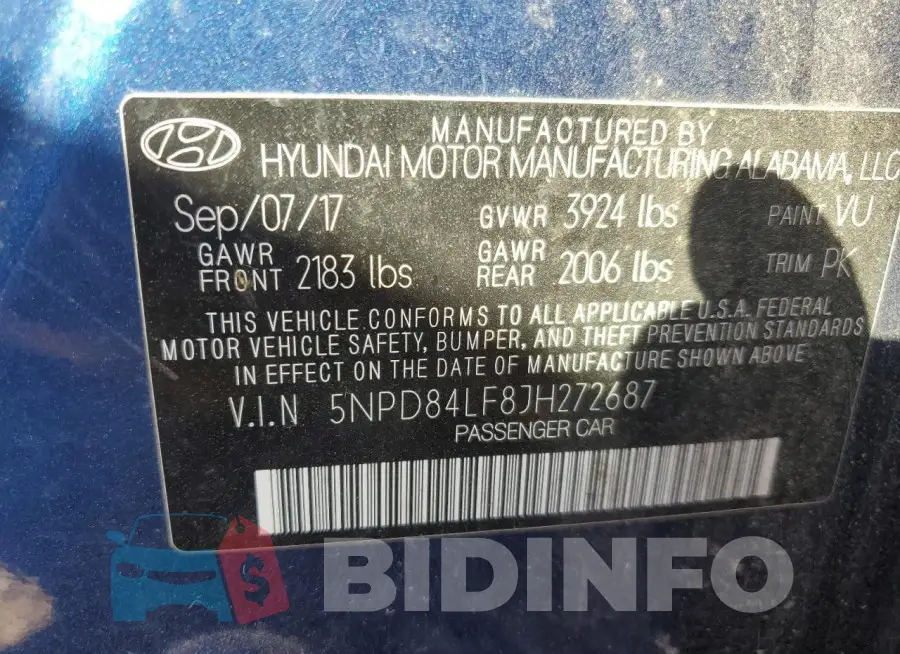 5NPD84LF8JH272687 Photo# 13