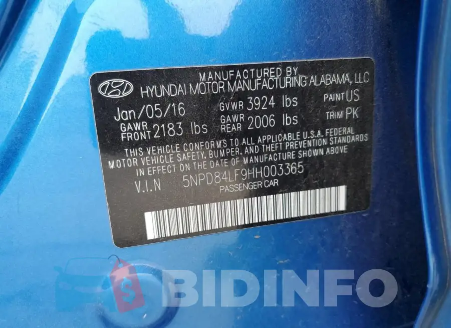 5NPD84LF9HH003365 Photo# 12