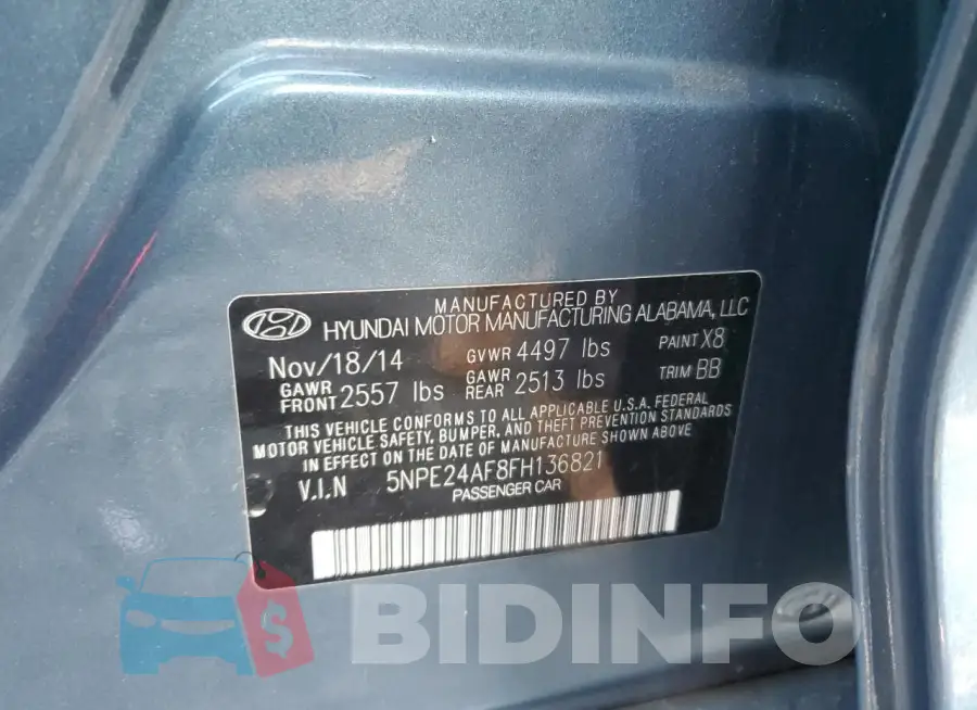 5NPE24AF8FH136821 Photo# 12