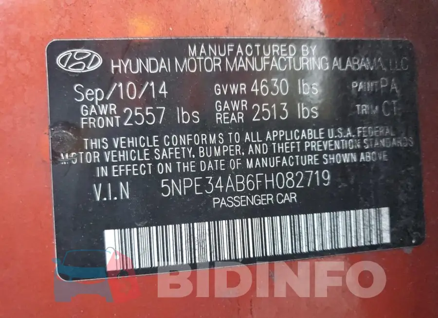 5NPE34AB6FH082719 Photo# 13