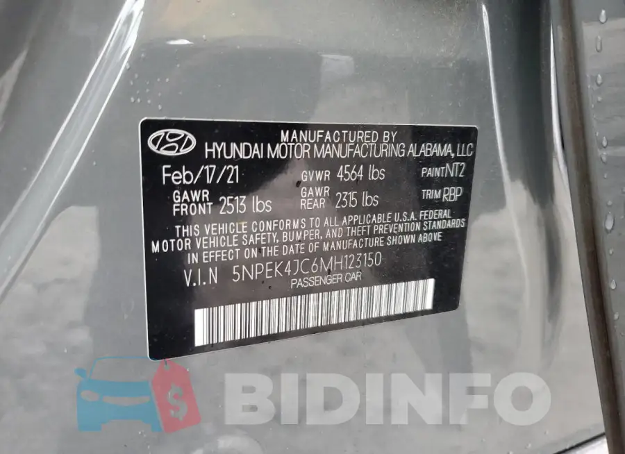 5NPEK4JC6MH123150 Photo# 12