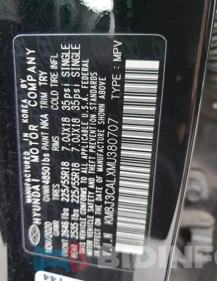 KM8J3CALXMU380707 Photo# 13