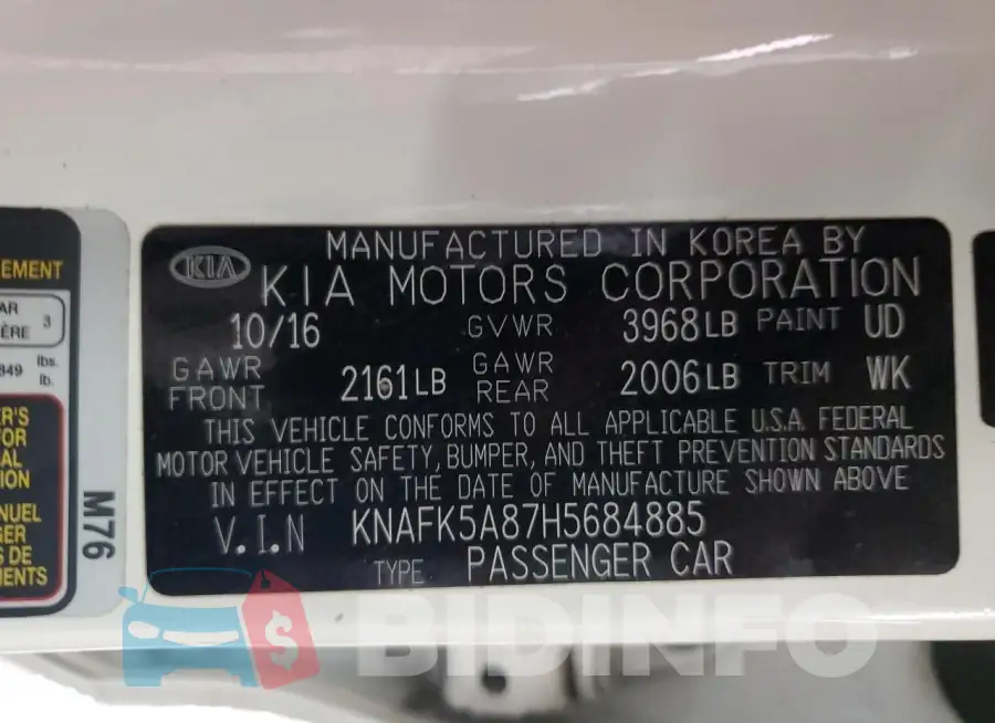 KNAFK5A87H5684885 Photo# 12