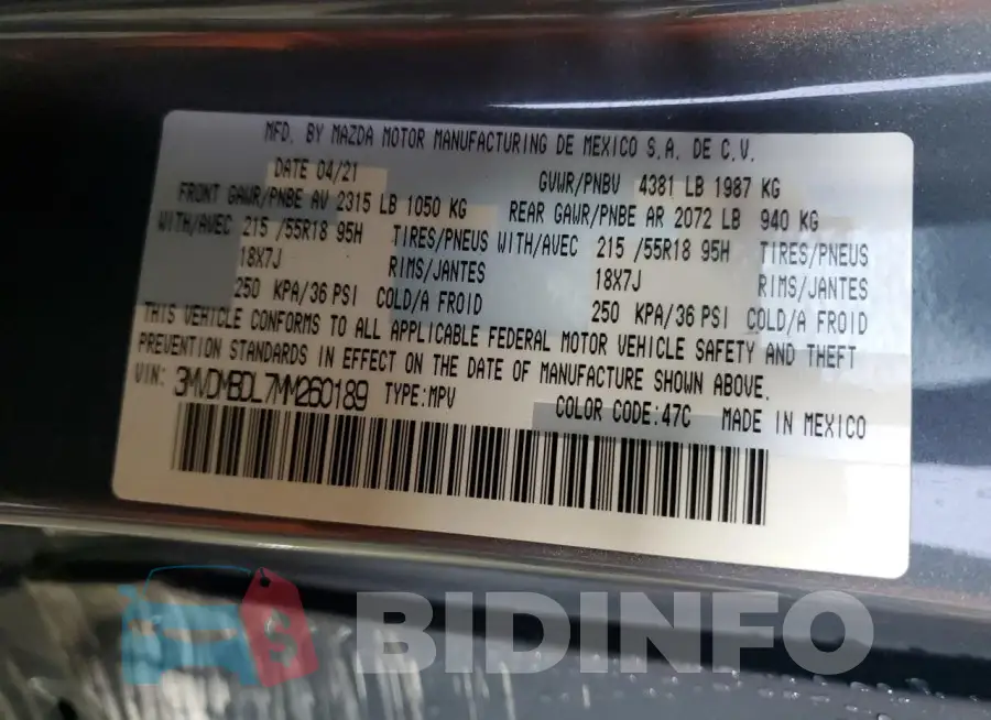3MVDMBDL7MM260189 Photo# 13