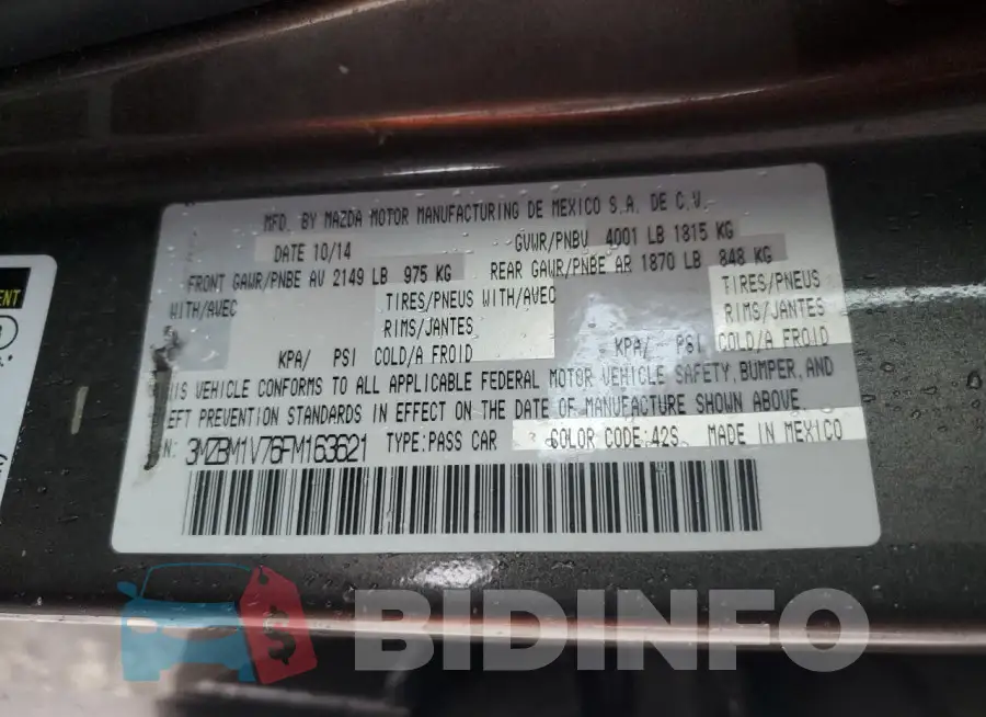 3MZBM1V76FM163621 Photo# 12