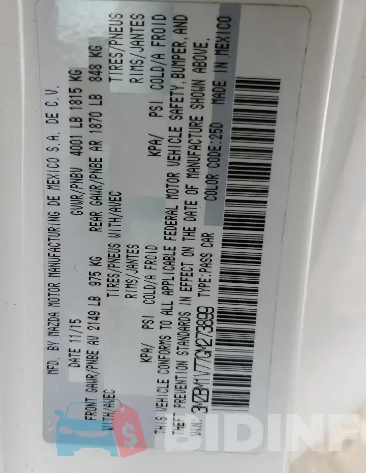 3MZBM1V77GM273899 Photo# 13