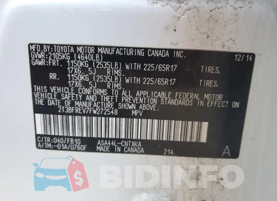 2T3BFREV7FW272548 Photo# 13