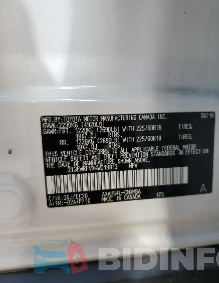 2T3EWRFVXKW019813 Photo# 14