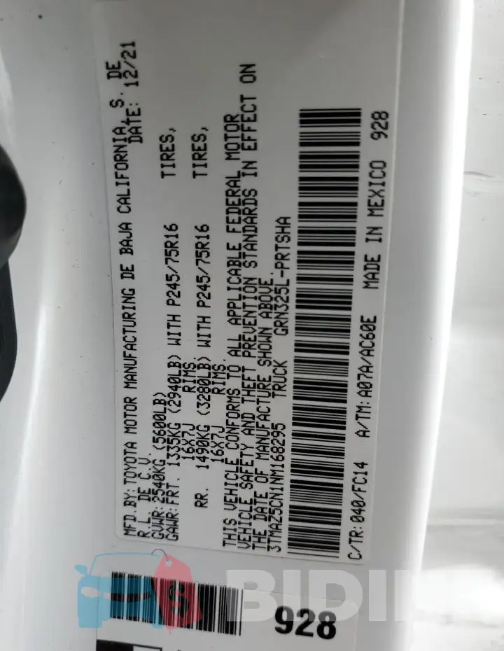 3TMAZ5CN1NM168295 Photo# 12