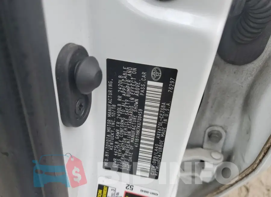 4T1B11HK7KU700459 Photo# 12
