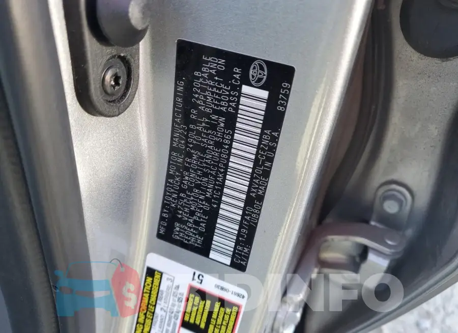 4T1C11AK4PU804865 Photo# 12
