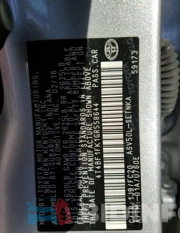 4T4BF1FK1GR558644 Photo# 12
