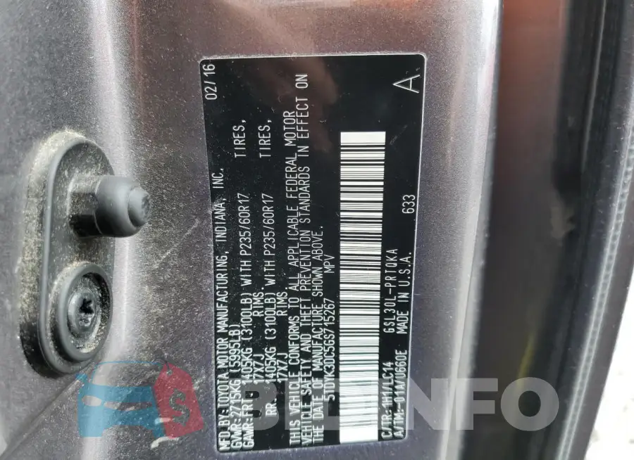 5TDYK3DC5GS715267 Photo# 14